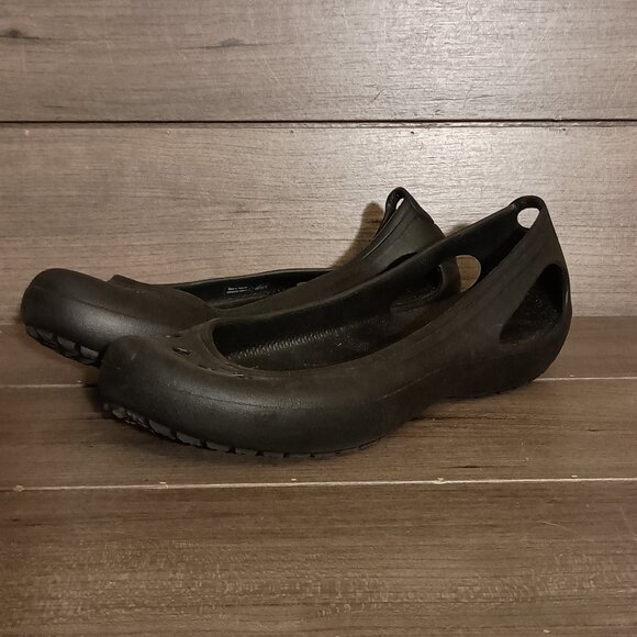 Crocs Kadee Ballet Flats Women Size 8 Black Round Toe Slip On - Picture 1 of 13